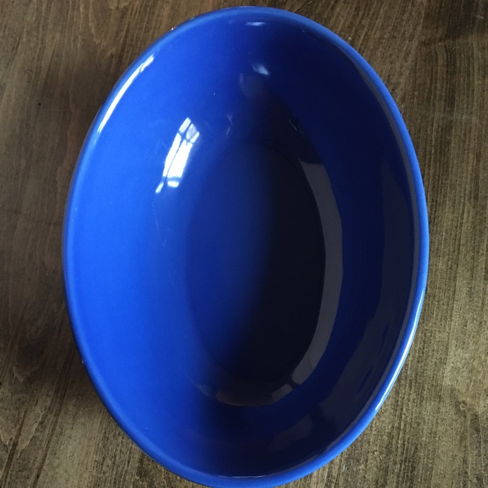 Longaberger pottery blue oval shallow serving dish